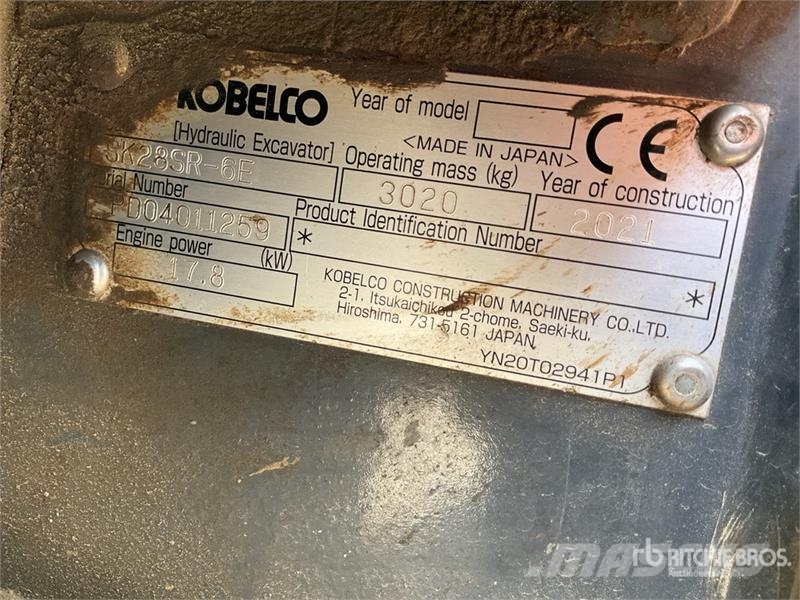 Kobelco SK28SR-6E Mini-Pelle Mini Excavator Mini bageri <7t