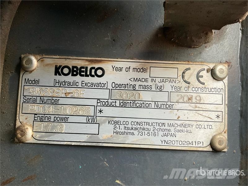 Kobelco SK28SR-6E Mini Excavator حفارات صغيرة أقل من 7 طن (حفارات صغيرة)