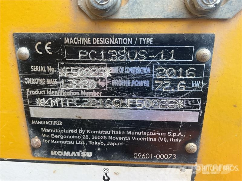 Komatsu PC138US-11 Tracked Excavator Crawler excavators