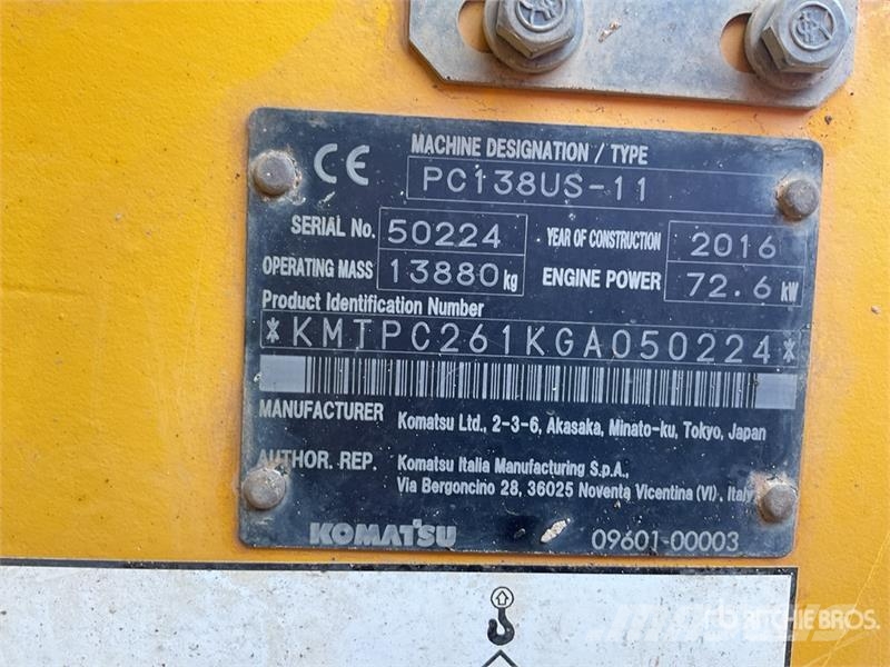 Komatsu PC138US-11 Tracked Excavator Crawler excavators