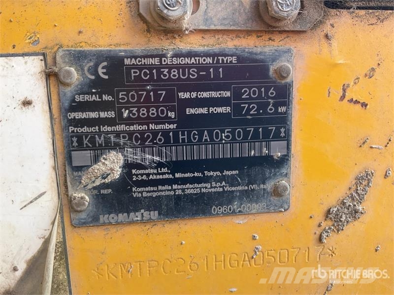 Komatsu PC138US-11 Tracked Excavator Crawler excavators