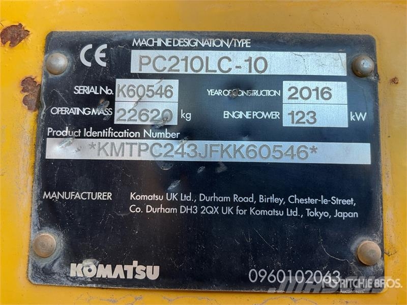 Komatsu PC210LC-10 Tracked Excavator Kāpurķēžu ekskavatori