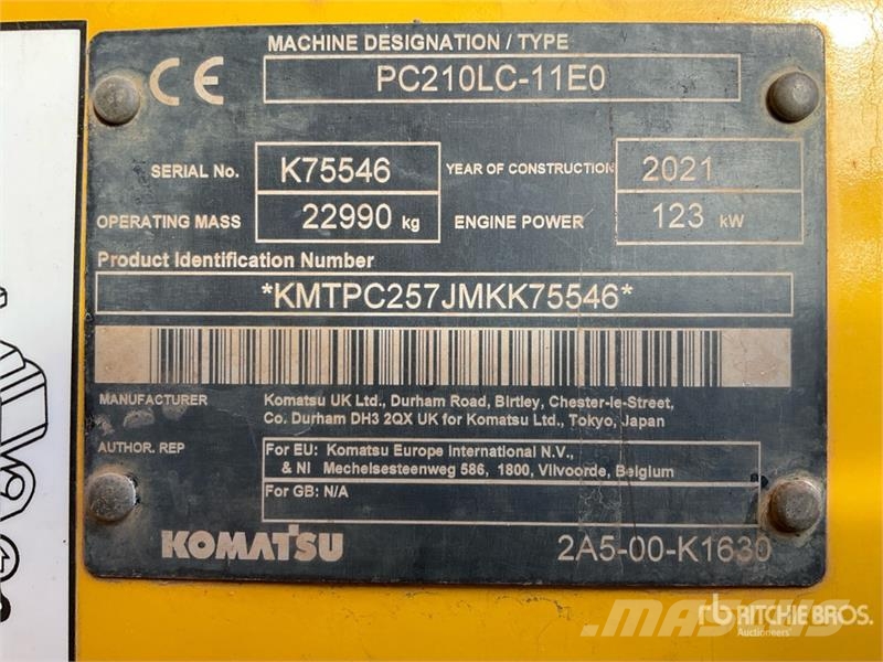 Komatsu PC210LC-10 Tracked Excavator Bandgrävare