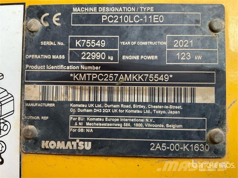 Komatsu PC210LC-11E0 Tracked Excavator Crawler excavators