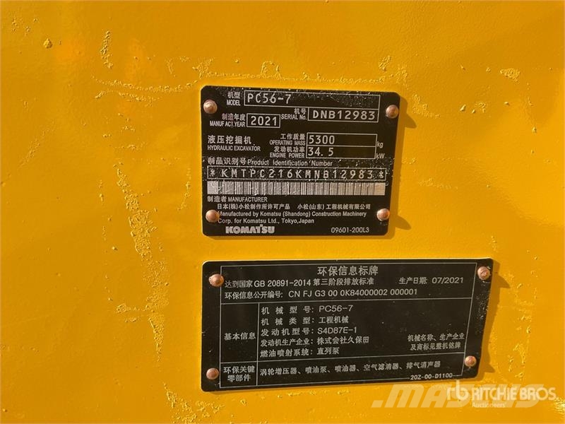 Komatsu PC56-7 Mini Excavator Mini bagri <7t