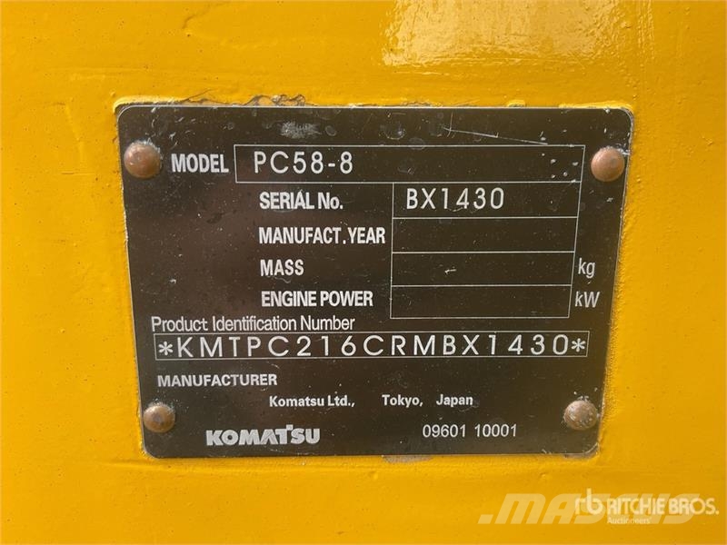 Komatsu PC58-8 Mini Excavator حفارات صغيرة أقل من 7 طن (حفارات صغيرة)