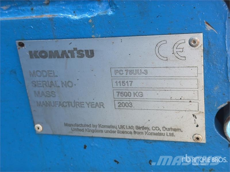 Komatsu PC75UU3 Tracked Excavator 大型油圧ショベル12t以上(パワーショベル・ユンボ)