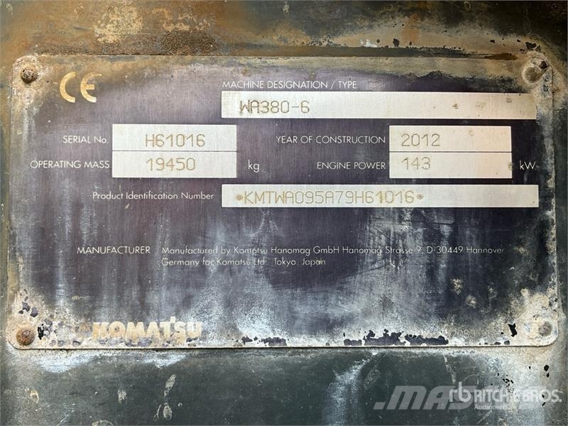 Komatsu WA380-6 Wheel Loader Φορτωτές με λάστιχα (Τροχοφόροι)