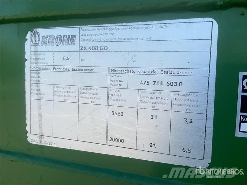 Krone ZX 400 GD T/A Silage Wagon Ostale prikolice