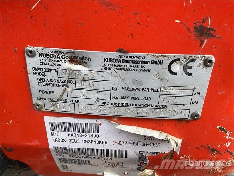 Kubota K008-3 Mini ekskavatori < 7 t