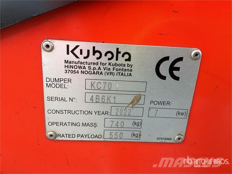 Kubota KC70VHD-4 Stand-On Hi-Tip Dumper Dumpere