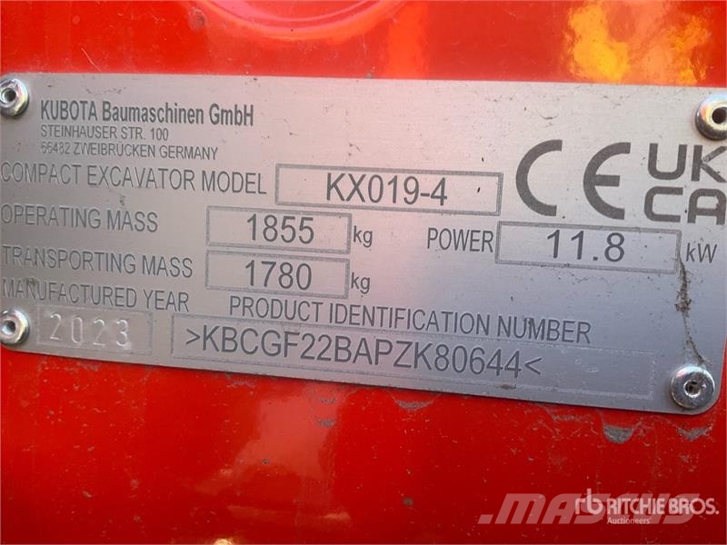 Kubota KX019-4 Mini Excavator Minibagger < 7t