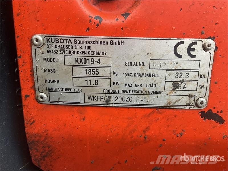 Kubota KX019-4 Mini Excavator Minigraafmachines < 7t