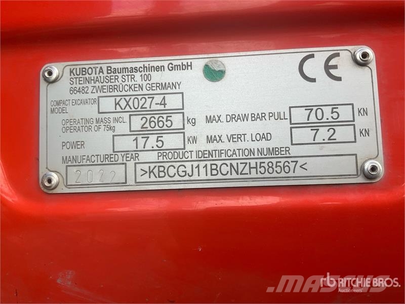 Kubota KX027-4 Mini Excavator Minibagger < 7t