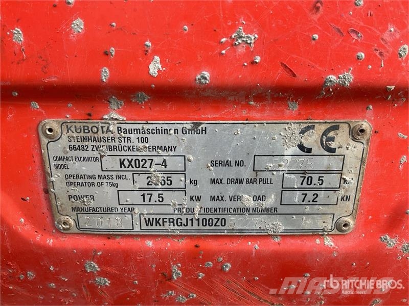 Kubota KX027-4 Mini Excavator Miniescavatori