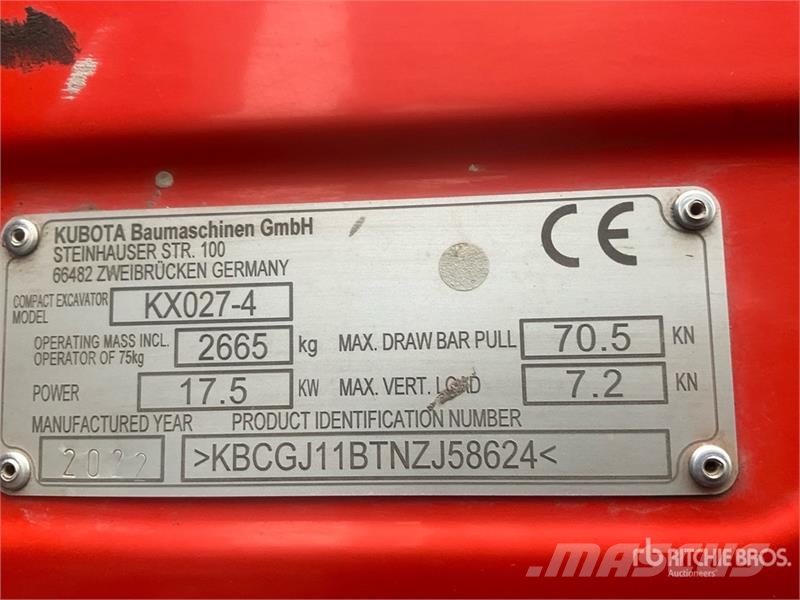Kubota KX027-4 Mini Excavator Mini excavadoras < 7t