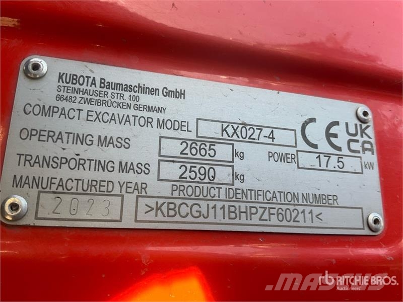 Kubota KX027-4 Mini Excavator Minibagger < 7t