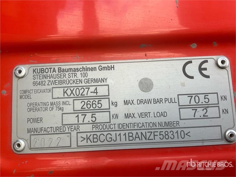 Kubota KX027-4 Mini Excavator Minibagger < 7t