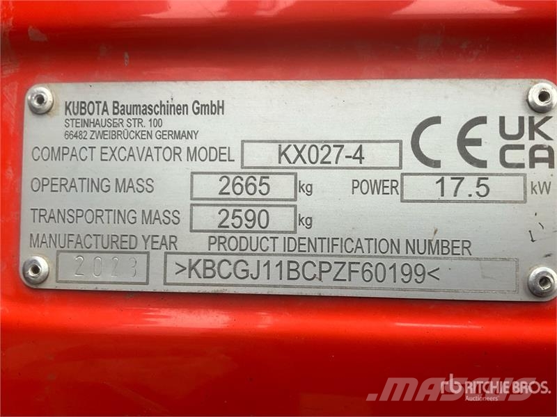 Kubota KX027-4 Mini Excavator Mini excavadoras < 7t
