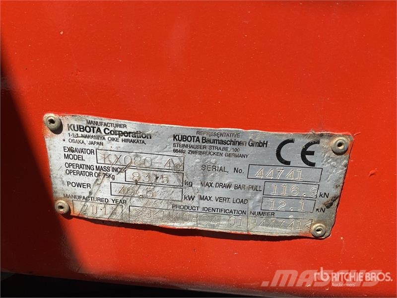 Kubota KX080-4 Mini-Pelle Mini Excavator Mini bagri <7t