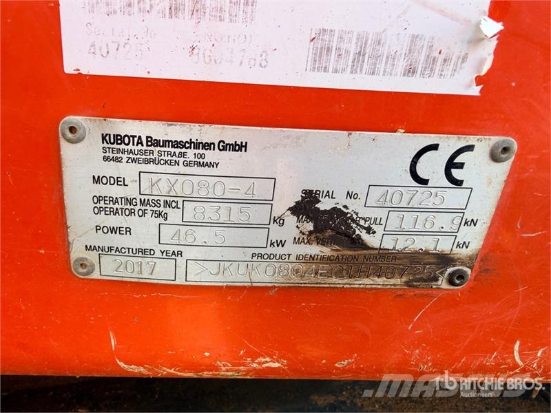 Kubota KX080-4 Pelle Sur Chenilles Tracked Excavator Bagri goseničarji
