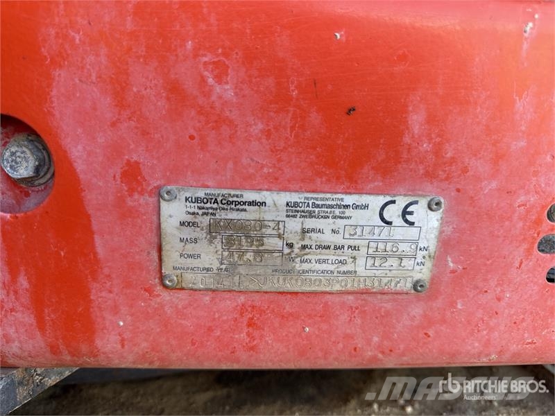 Kubota KX080-4 Pelle Sur Chenilles Tracked Excavator Pelle sur chenilles