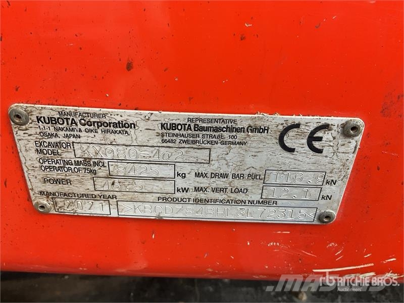 Kubota KX080-4a2 Tracked Excavator Raupenbagger