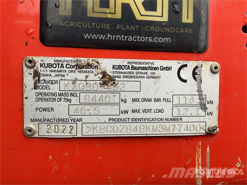 Kubota KX080-4a2 Tracked Excavator Crawler excavators