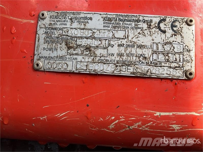 Kubota KX080-4a2 Tracked Excavator Crawler excavators
