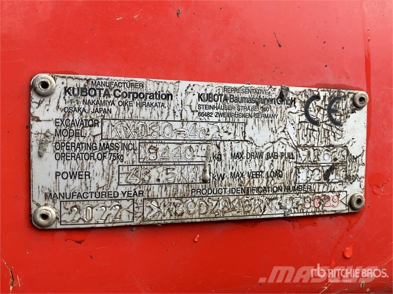 Kubota KX080-4a2 Tracked Excavator Crawler excavators