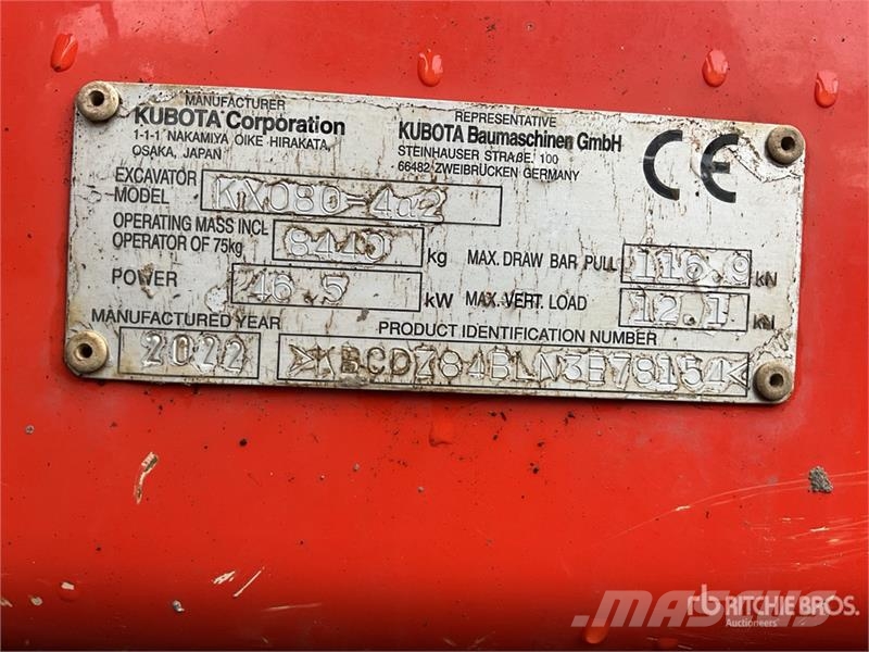 Kubota KX080-5 Tracked Excavator Crawler excavators