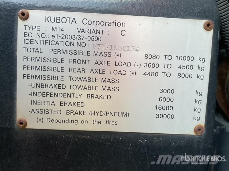 Kubota M7-171 4WD Tractor Traktorji