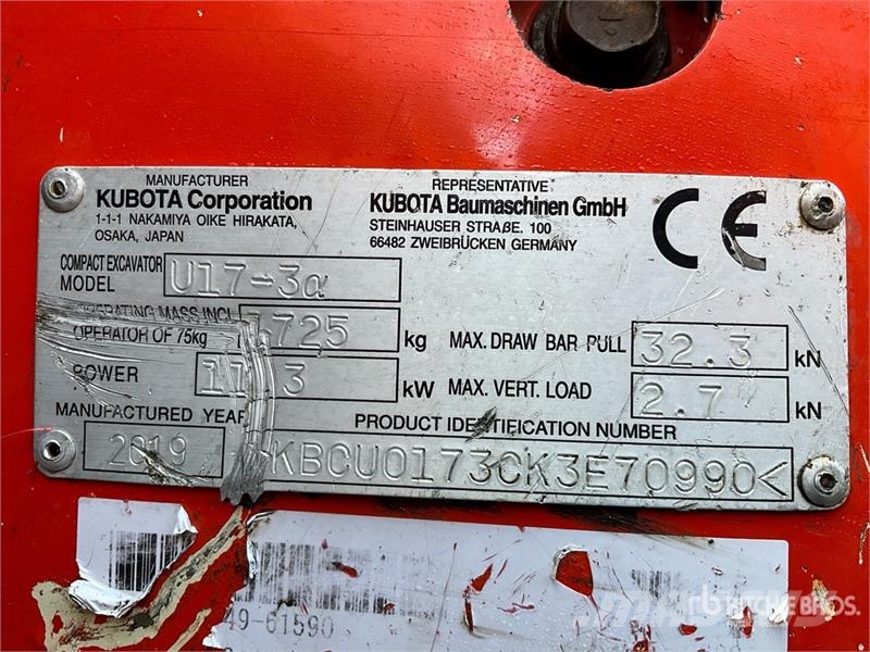 Kubota U17-3a Mini Excavator Minikoparki