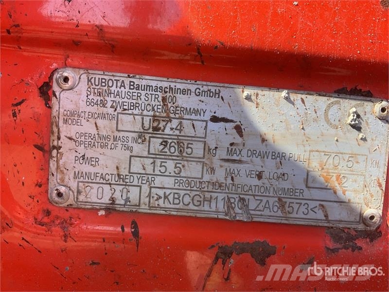 Kubota U27-4 Mini Excavator Mini kotrók < 7t