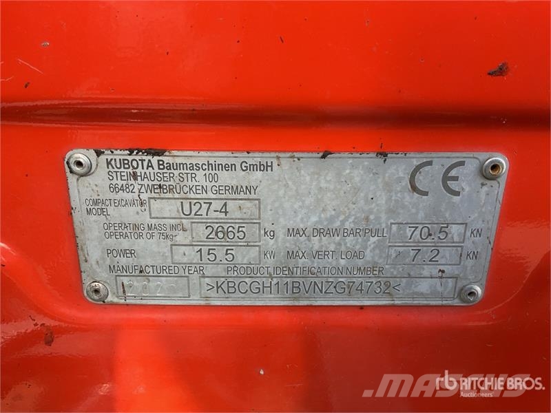 Kubota U27-4 Mini Excavator Mini excavators < 7t (Mini diggers)