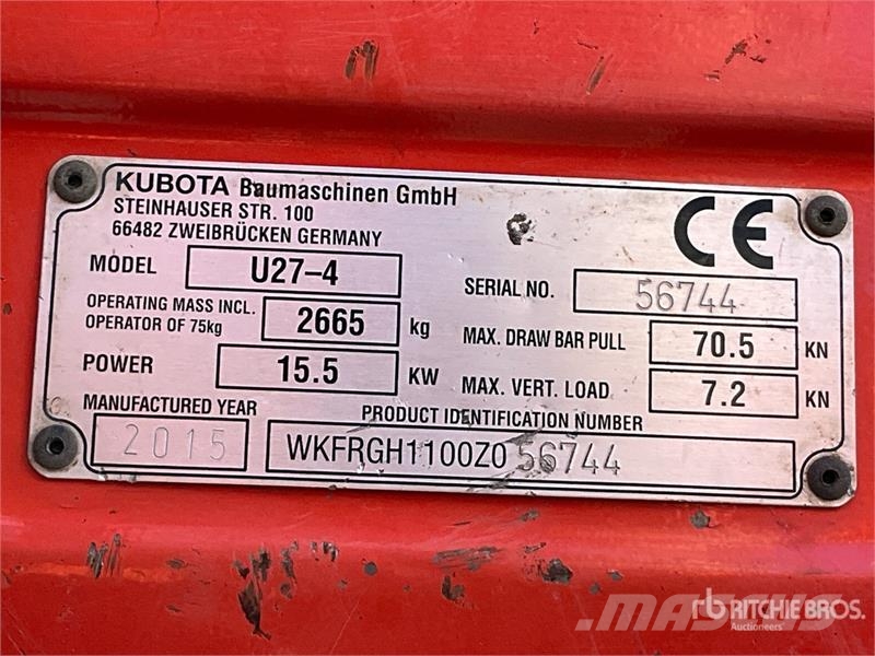 Kubota U27-4 Mini Excavator Miniekskavaatorid < 7 t