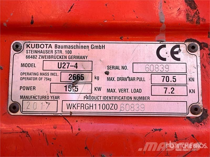 Kubota U27-4 Mini Excavator Miniescavatori