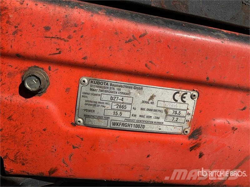 Kubota U27-4 Mini-Pelle Mini Excavator Mini bagri <7t