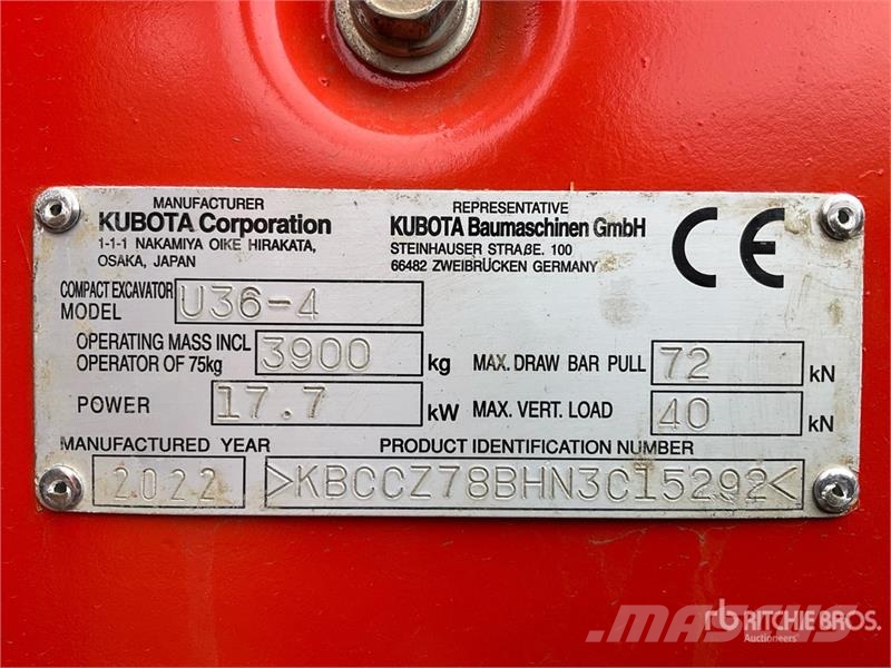 Kubota U36-4 Mini Excavator Mini bagri <7t
