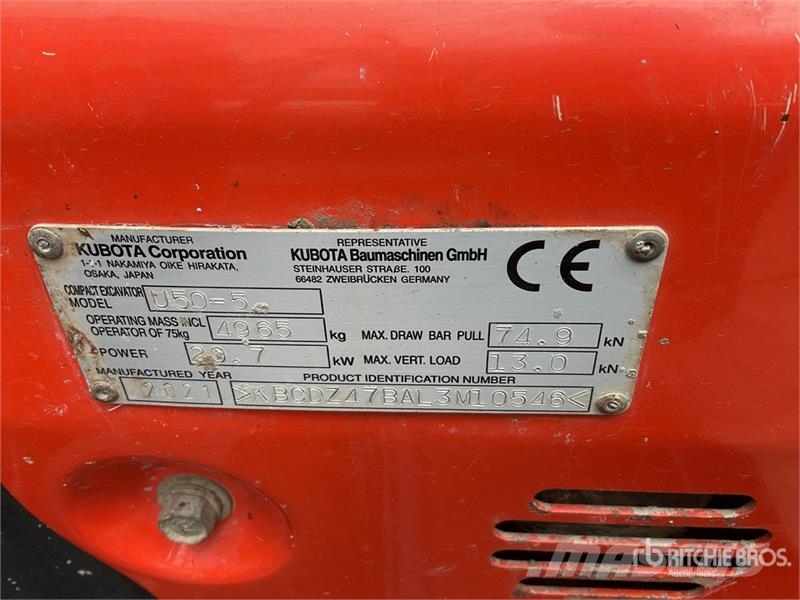Kubota U50-5 Mini Excavator Minigravemaskiner