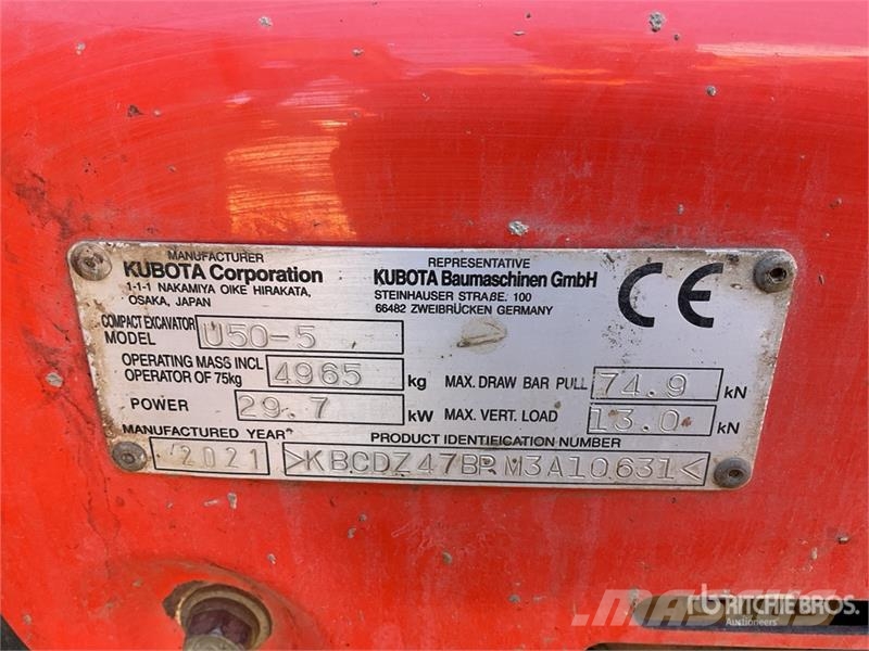 Kubota U50-5 Mini Excavator Minigrävare < 7t