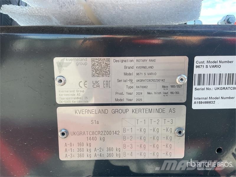 Kverneland 9671 S Vario Hay Rake (Unused) Pöyhimet ja haravat