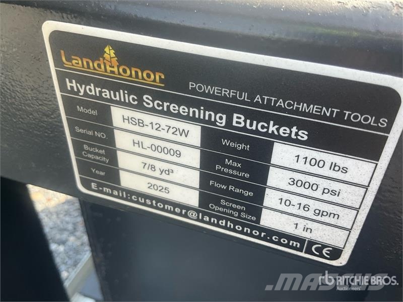 Landhonor HSB-12-72W Hydraulic Skid Steer Screening Bucket ( Puinbakken
