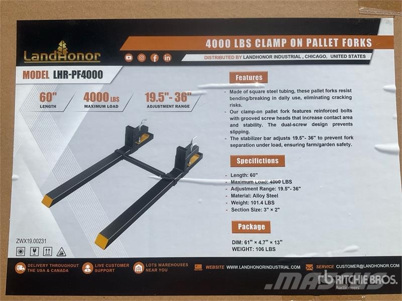 Landhonor LHR-PF4000 Qty of 2 Skid Steer Clamp On Pallet For Overige componenten