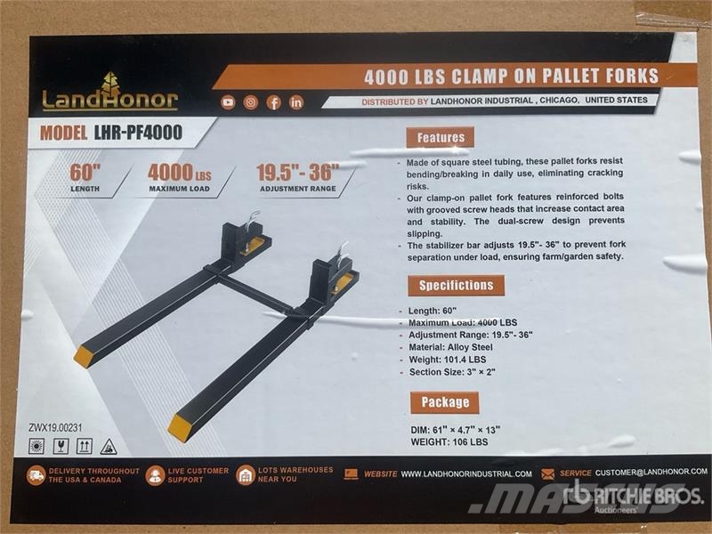 Landhonor LHR-PF4000 Qty of 2 Skid Steer Clamp On Pallet For Overige componenten