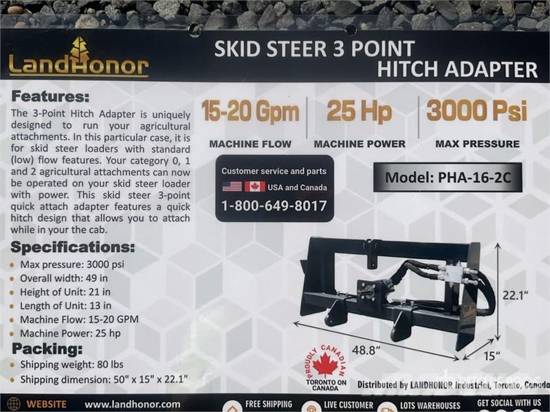 Landhonor PHA-16-2C Skid Steer 3-Point Adapter (Unused) Overige componenten