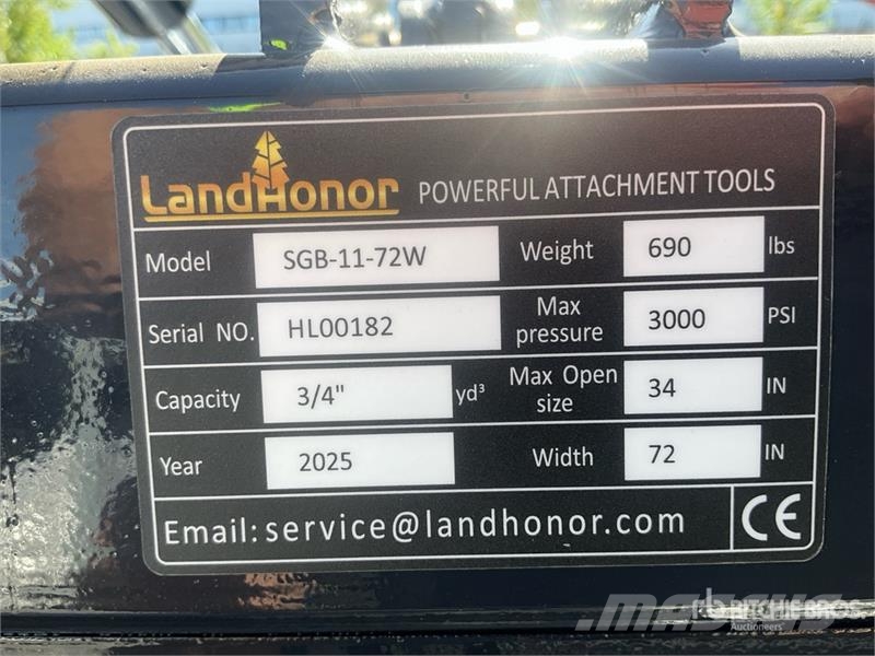 Landhonor SGB-11-72W Hydraulic Skid Steer Grapple Bucket (Un Grijpers