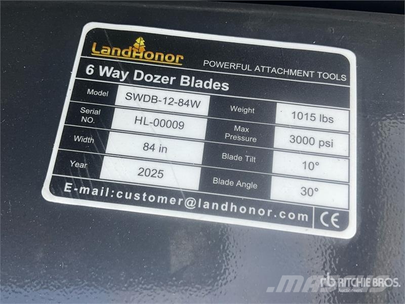 Landhonor SWDB-12-84W 6-way Skid Steer Dozer (Unused) Bladen