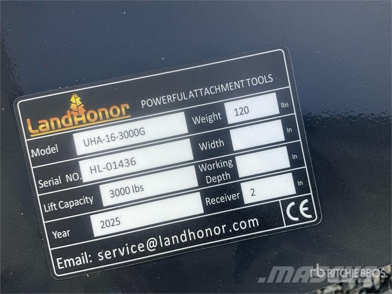 Landhonor UHA-16-3000G Qty of 2 Utility Skid Steer Hitch Rec Snelkoppelingen