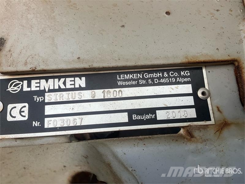 Lemken Sirius 9/1600 21 m 3-Point Hitch Sprayer Pulvérisateurs traînés
